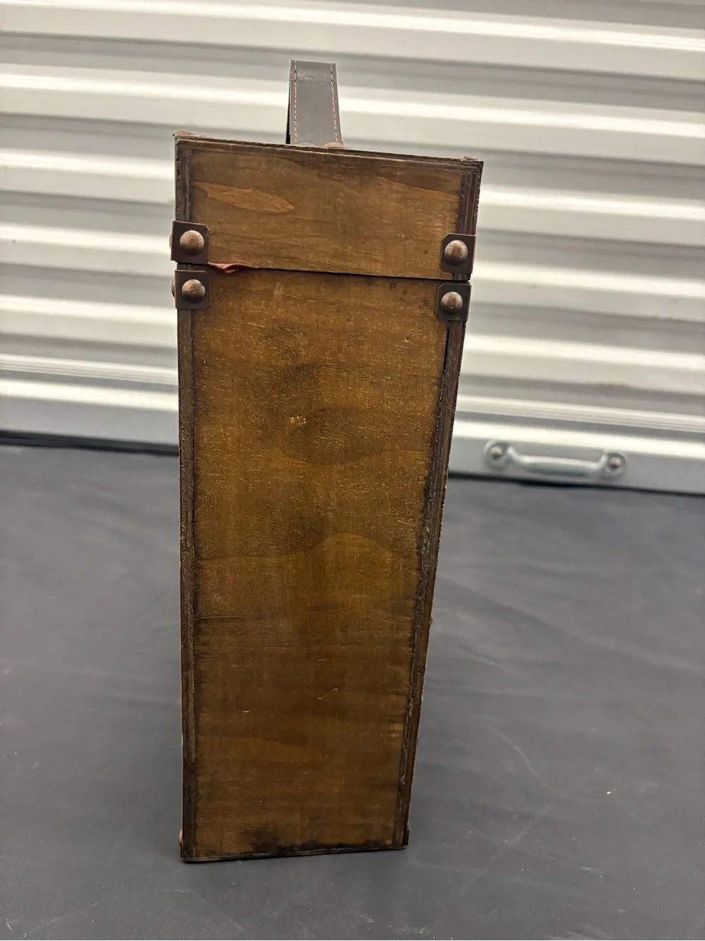 Wooden Vintage Trunk Wine Box Dark Belt Strap
